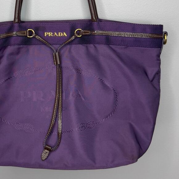 Prada Tessuto Nylon Jacquard Logo Tote in Viola Purple 16"x10" Shoulder Tote Bag - Picture 4 of 16